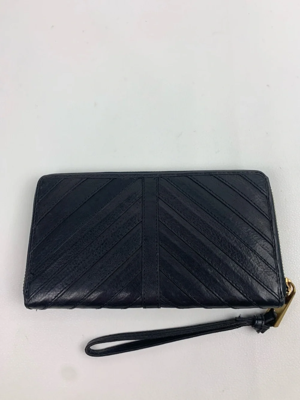 margot Black leather Quilted Wristlet wallet with Gold Hardware zipper NEW
